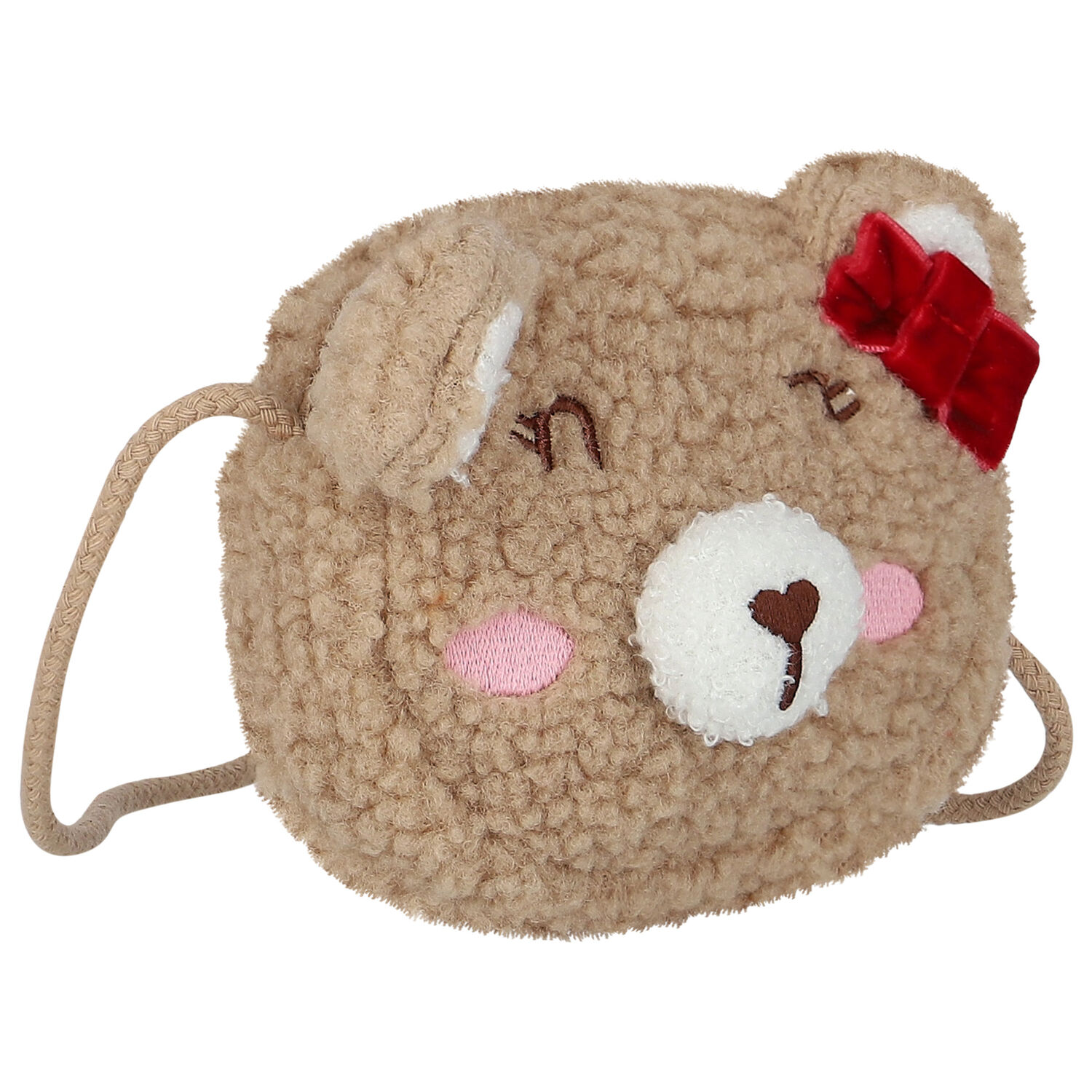 Younger Girls Beige Teddy Bear Bag, 1, hi-res