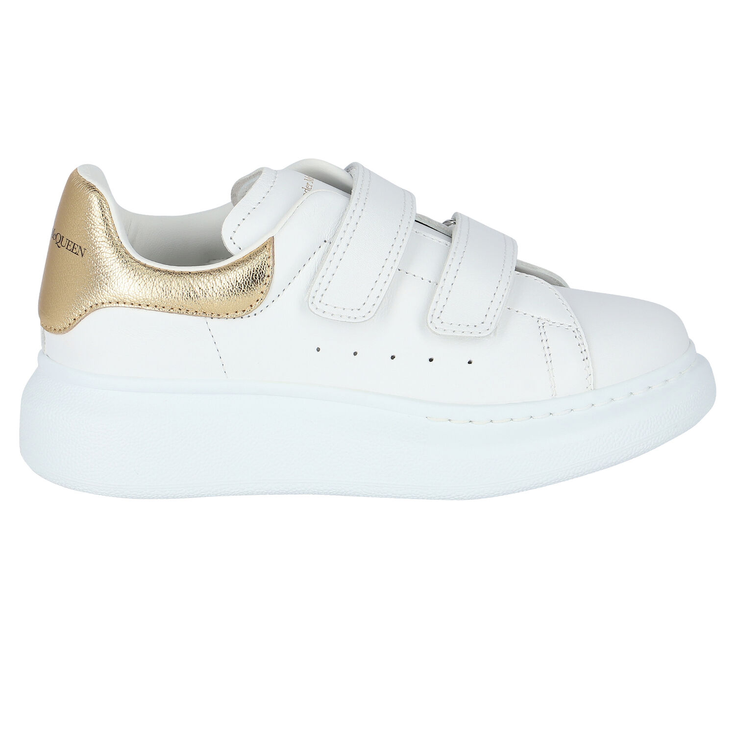 White & Gold Logo Trainers, 1, hi-res image number null