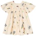 Girls Beige Logo Dress, 1, hi-res