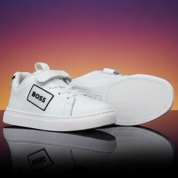 Boys White Leather Trainers