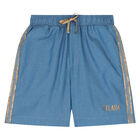 Boys Blue Logo Shorts, 1, hi-res