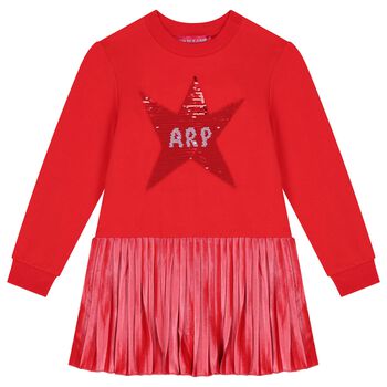 Girls Red Sequin Star Dress
