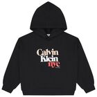 Girls Black Logo Hooded Top, 1, hi-res