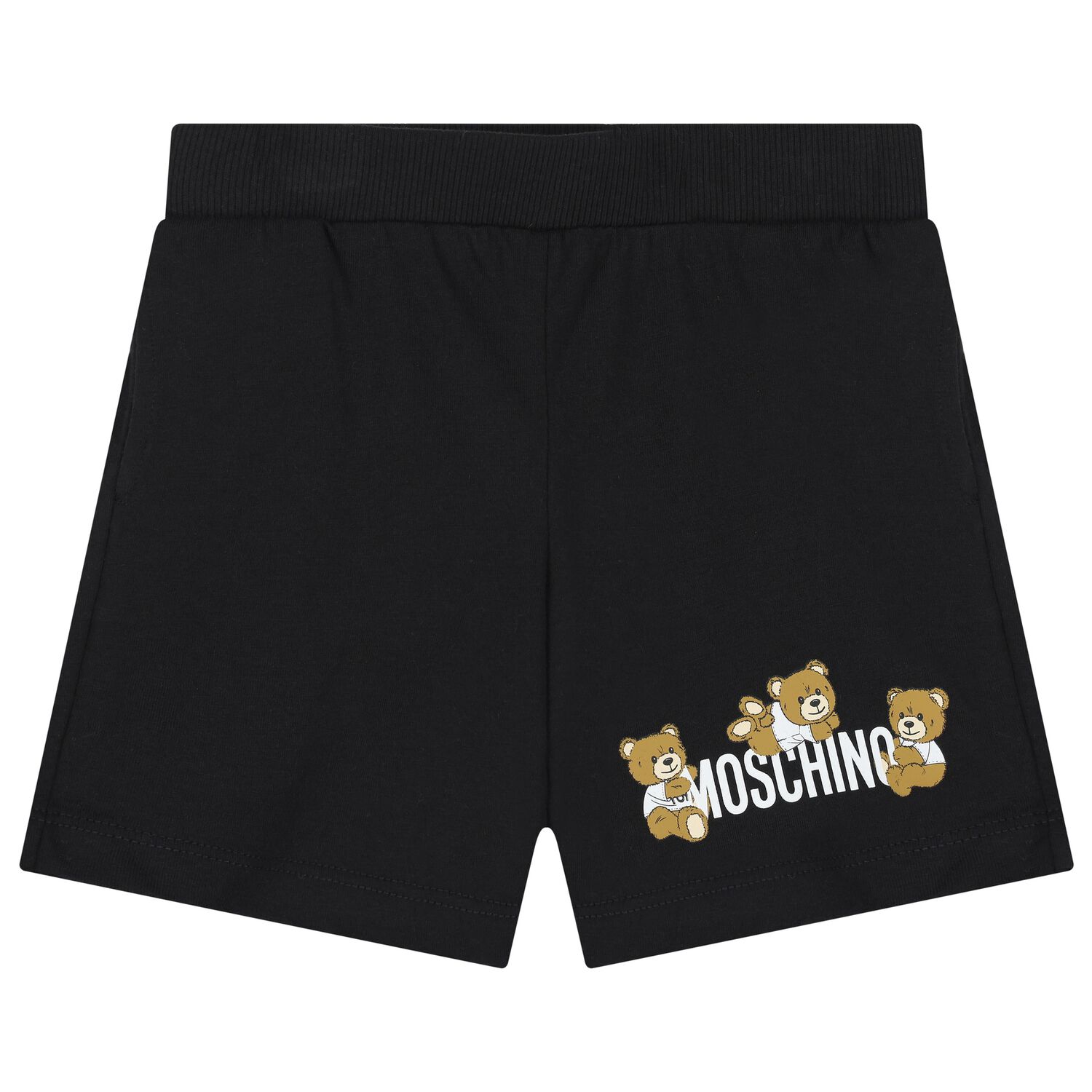 Younger Black Teddy Bear Logo Shorts, 3, hi-res