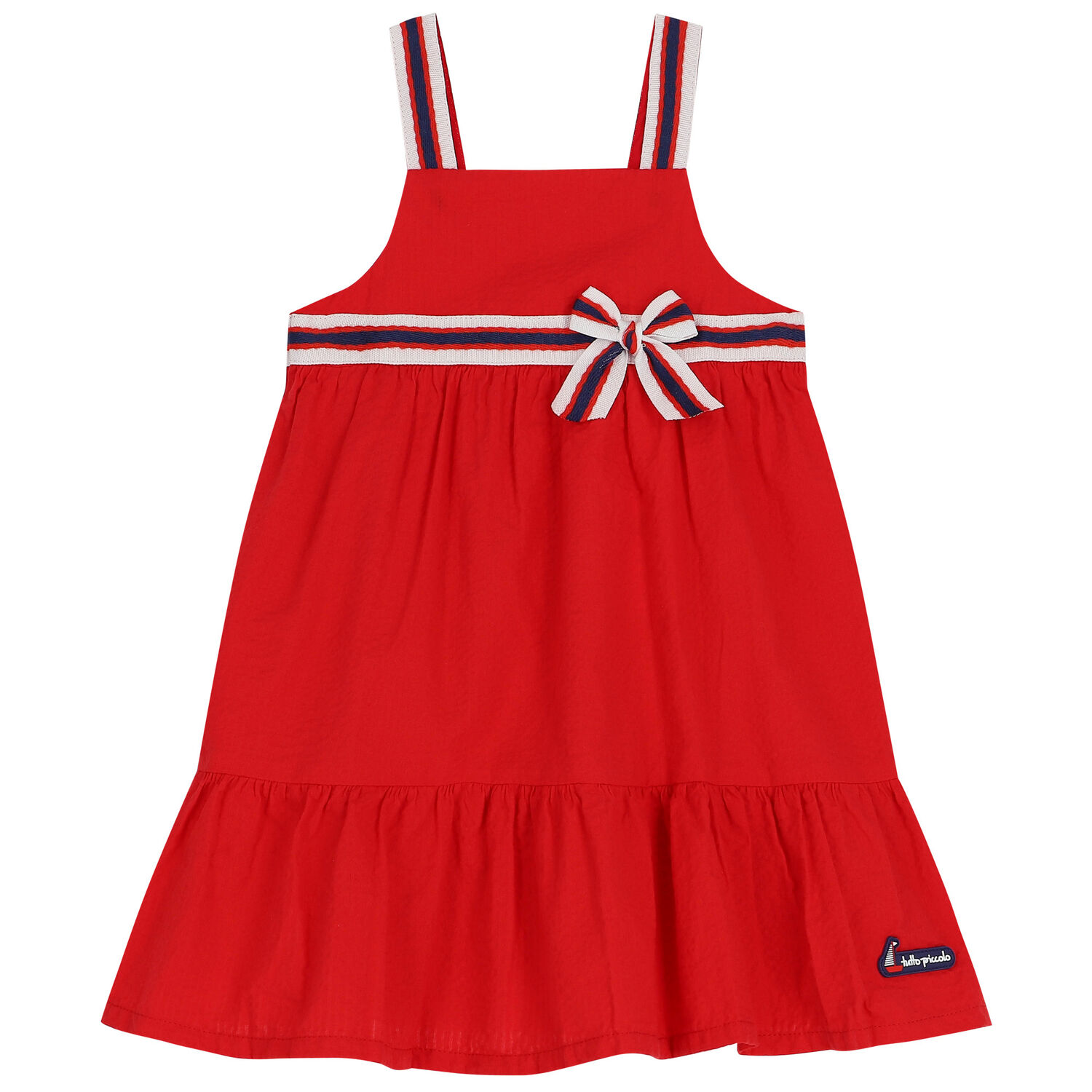 Girls Red Seersucker Dress, 1, hi-res