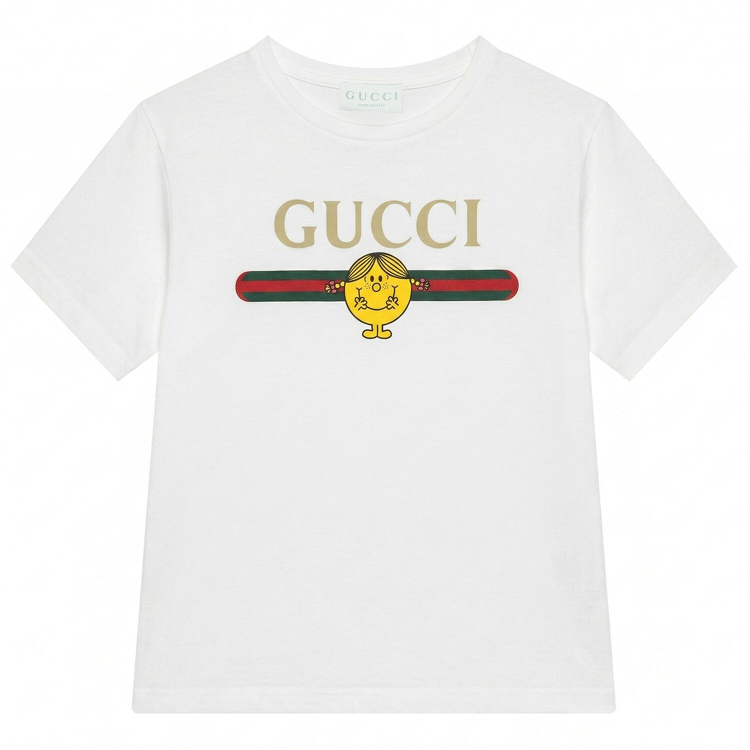 Girls White Web Striped T-Shirt, 1, hi-res