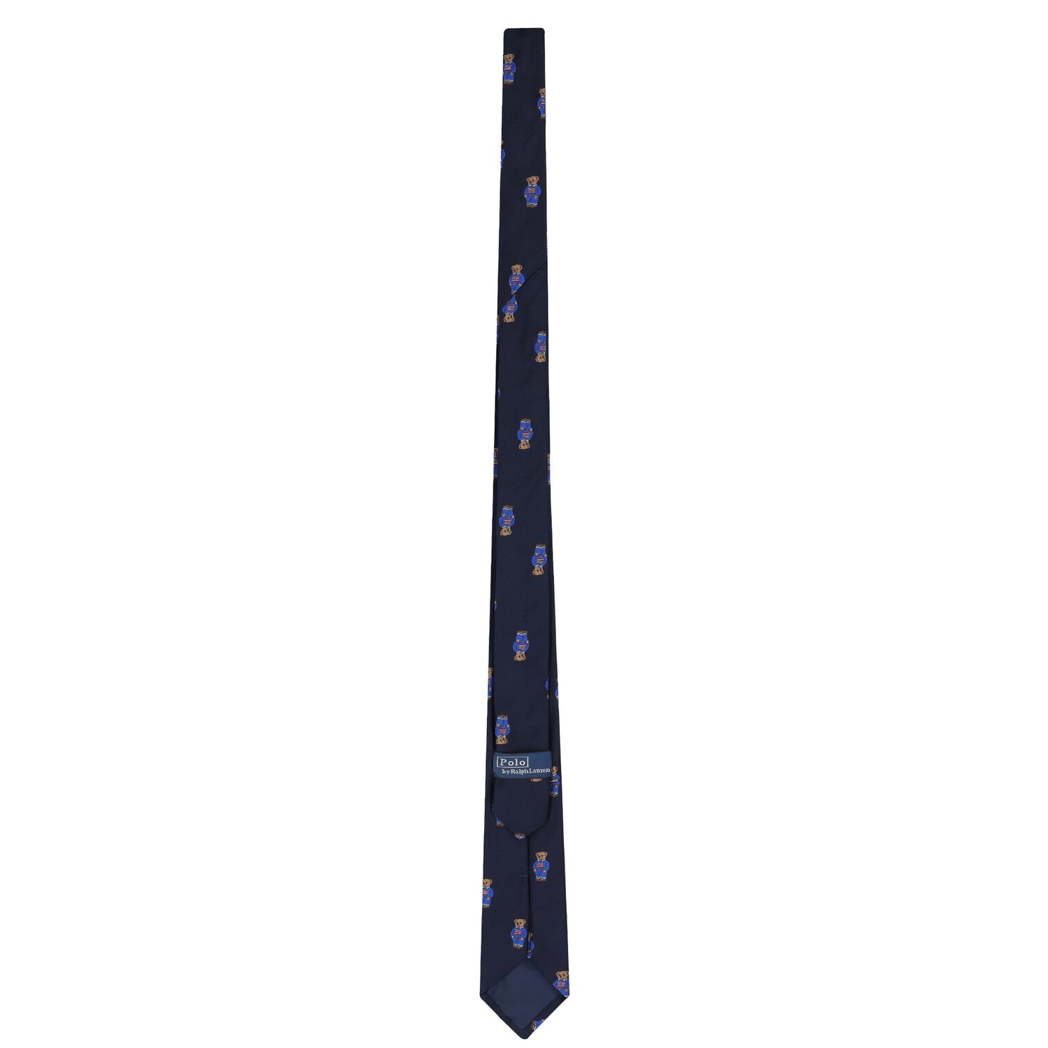 Boys Navy Blue Polo Bear Logo Tie, 1, hi-res