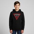 Boys Black Logo Hooded Top, 3, hi-res
