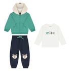 Younger Boys White, Green & Navy Blue Fox Tracksuit ( 3 Piece ), 1, hi-res