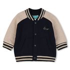 Younger Boys Beige & Navy Blue Tiger Logo Tracksuit, 1, hi-res