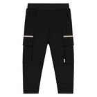 Younger Boys Black Logo Joggers, 1, hi-res
