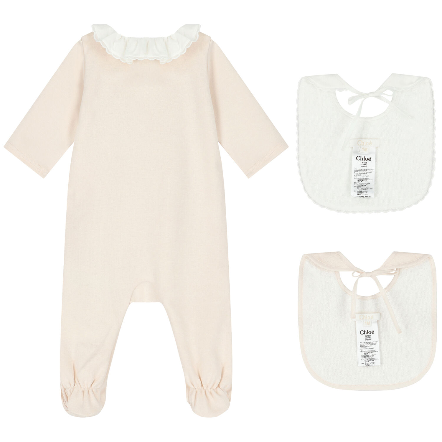 Baby Girls Pink Babygrow & Bib Gift Set, 1, hi-res