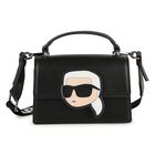Girls Black Ikonik Karl Handbag, 1, hi-res
