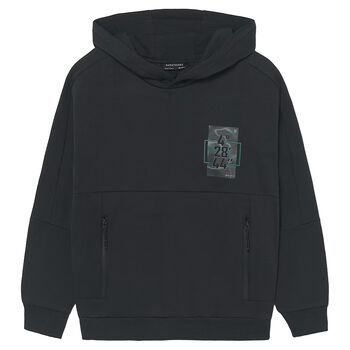 Boys Grey Printed Hooded Top