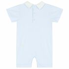 Baby Boys Blue Smocked Romper, 1, hi-res