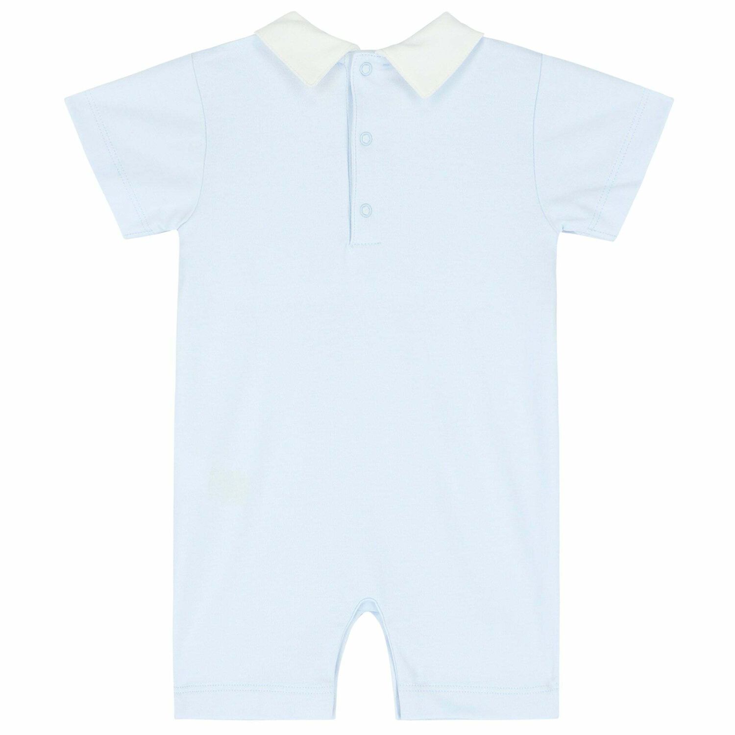 Baby Boys Blue Smocked Romper, 1, hi-res