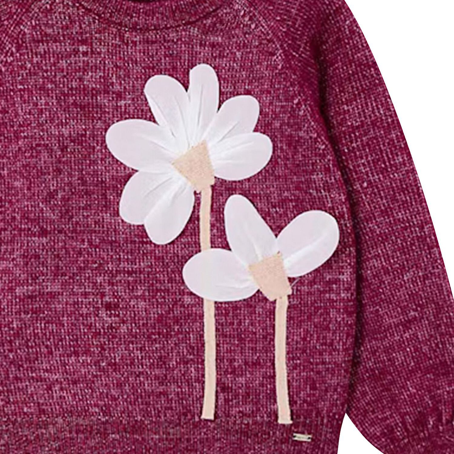 Girls Burgundy Flower Jumper, 1, hi-res image number null