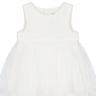 Younger Girls White Embroidered Tulle Dress, 1, hi-res