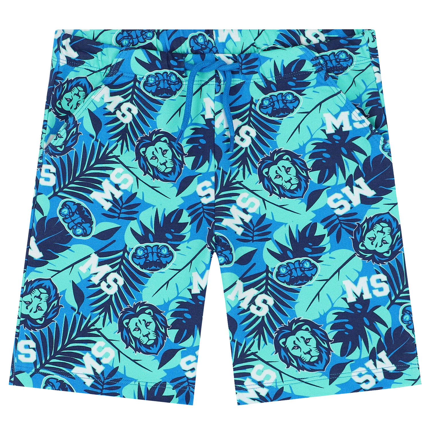 Boys White & Blue Logo Short Set, 1, hi-res