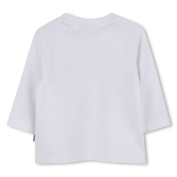 Younger Boys White Logo Long Sleeve Top