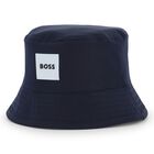 Baby Boys Blue & Navy Blue Logo Reversible Hat, 1, hi-res