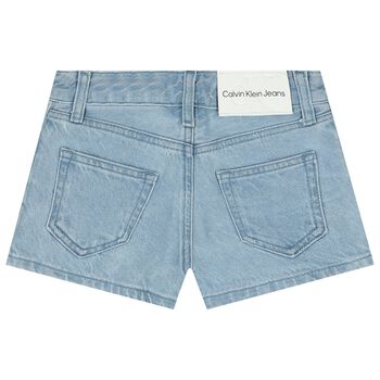 Girls Blue Logo Denim Shorts