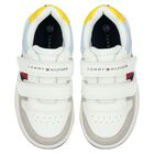 Boys White Logo Leather Trainers, 1, hi-res