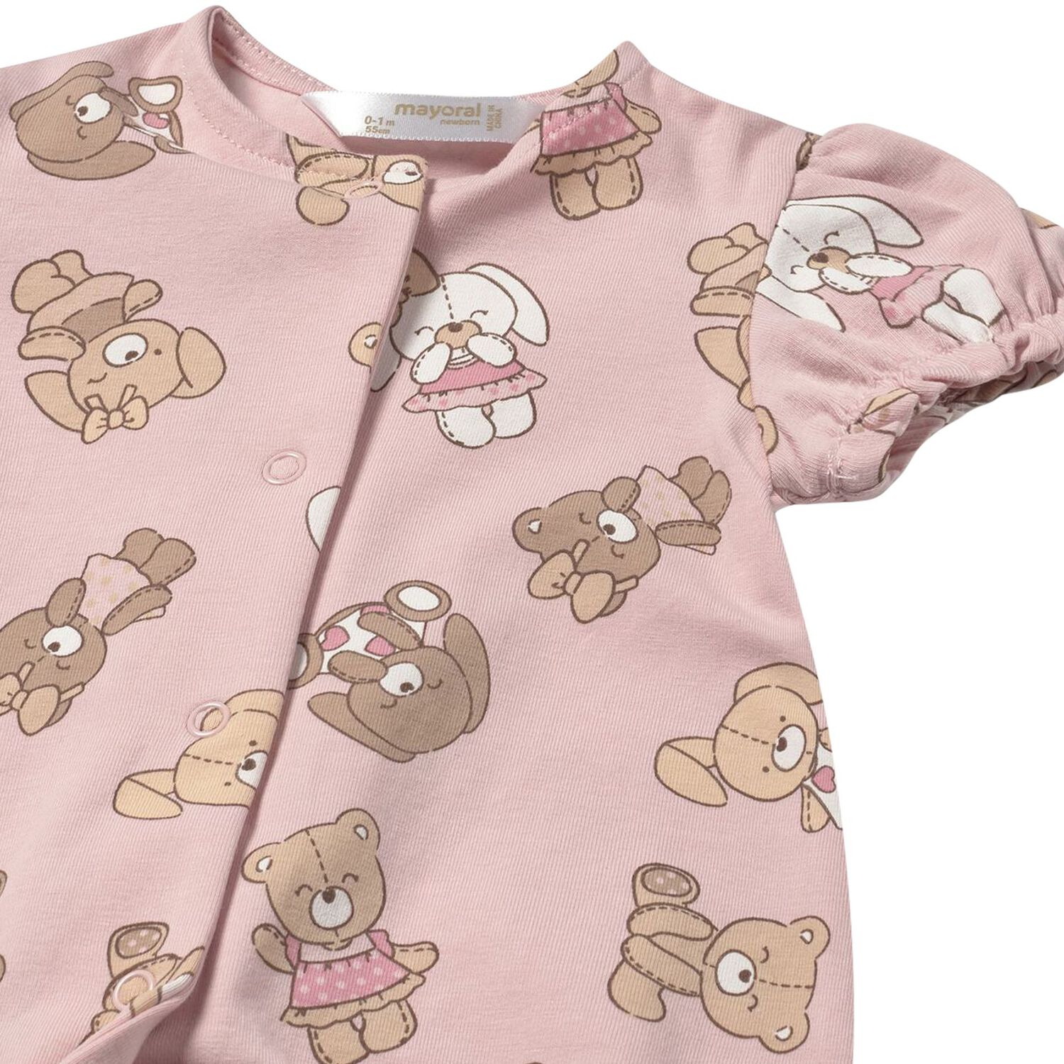 Baby Girls Pink Teddy Bear Romper, 1, hi-res