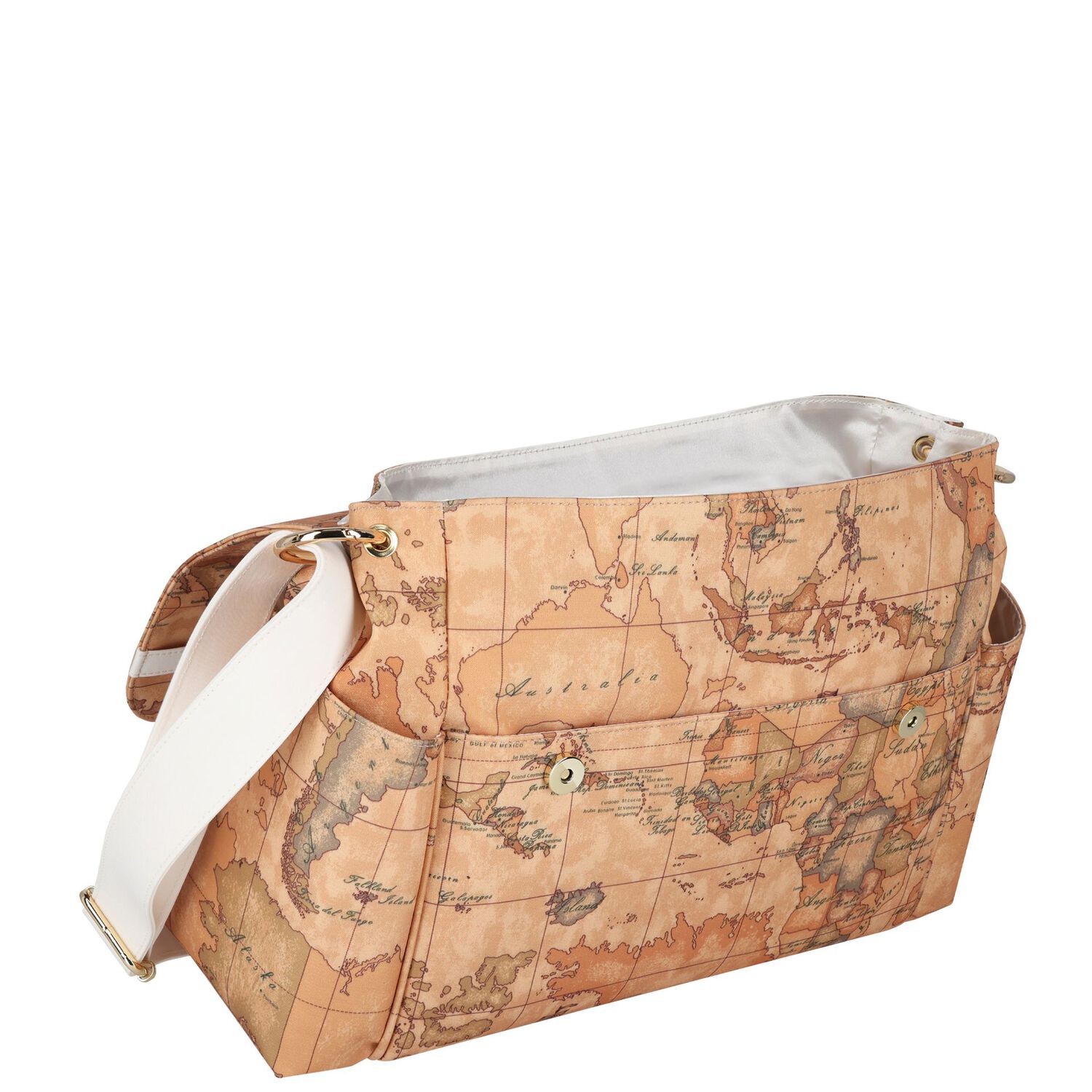 Beige & White Geo Map Baby Changing Bag, 1, hi-res