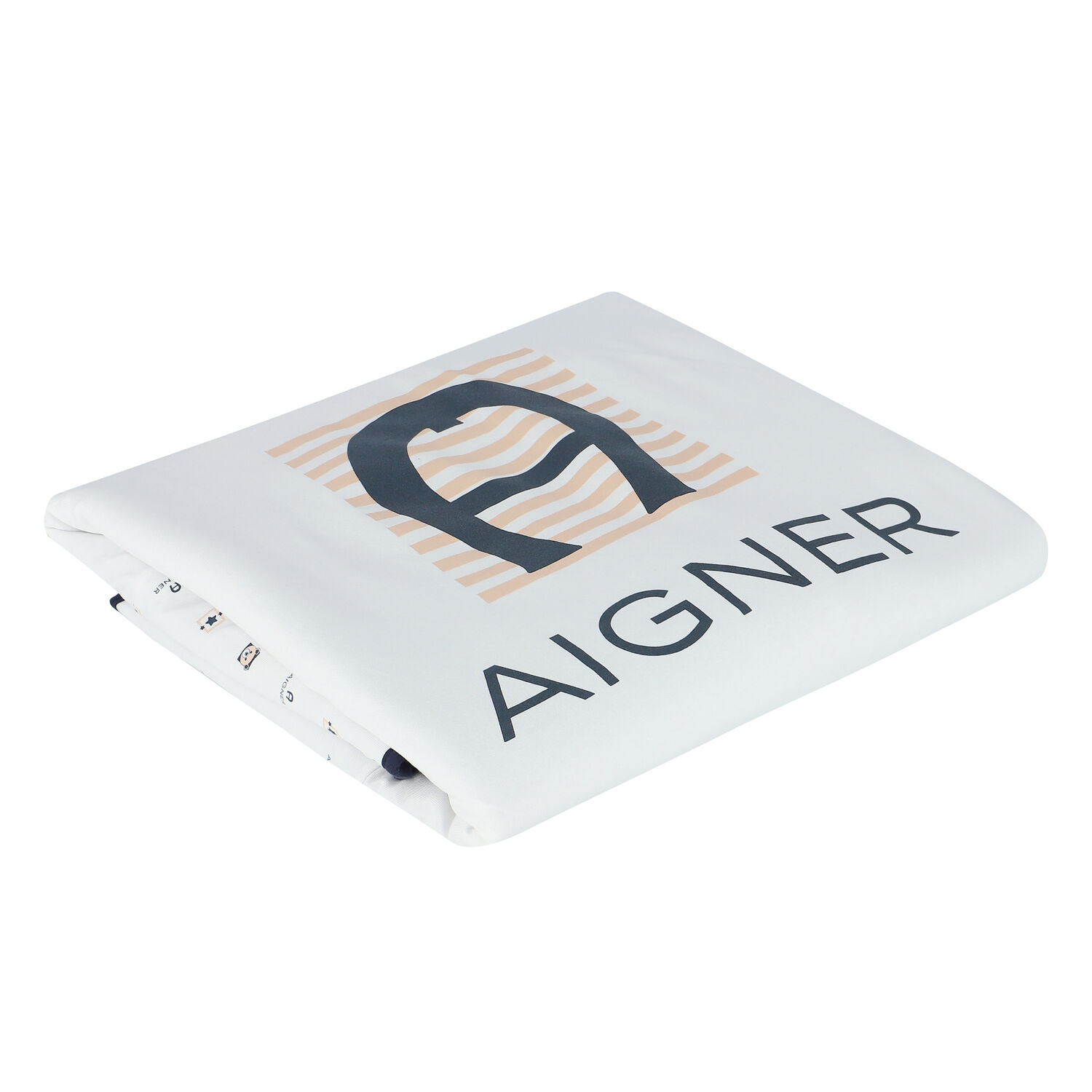 White & Navy Logo Baby Blanket, 1, hi-res