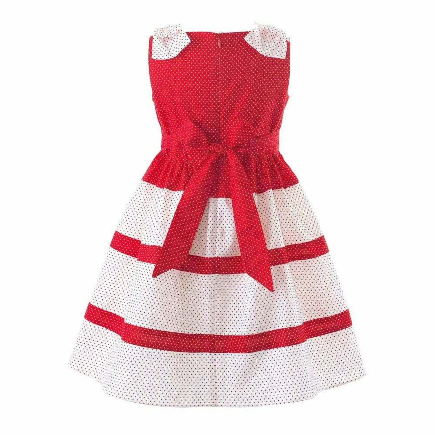 Girls Red & White Polka Dots Dress, 1, hi-res