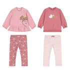 Baby Girls Pink & Ivory Leggings Set, 1, hi-res