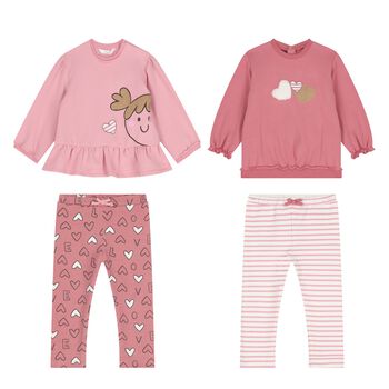 Baby Girls Pink & Ivory Leggings Set