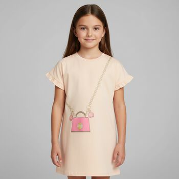 Girls Pink Logo Bag Dress