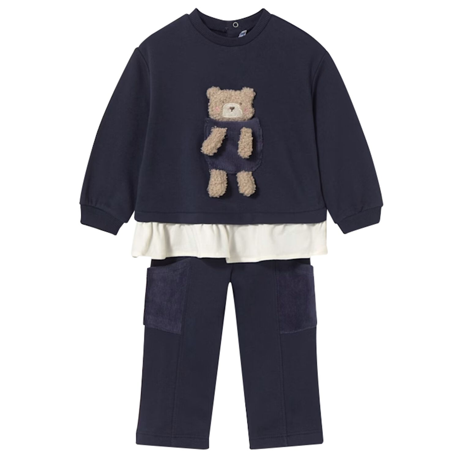 Younger Girls Navy Blue Teddy Bear Tracksuit, 1, hi-res
