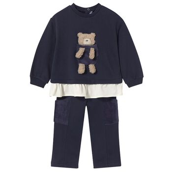 Younger Girls Navy Blue Teddy Bear Tracksuit