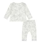Grey & White Toile De Jouy Cotton Baby Pyjamas, 2, hi-res