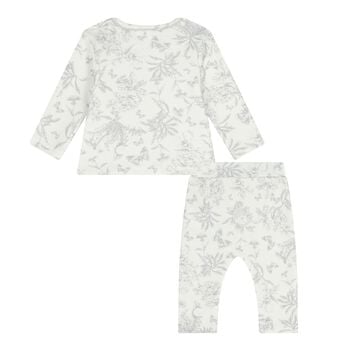 Grey & White Toile De Jouy Cotton Baby Pyjamas