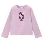 Girls Pink Floral Long Sleeve Top, 2, hi-res