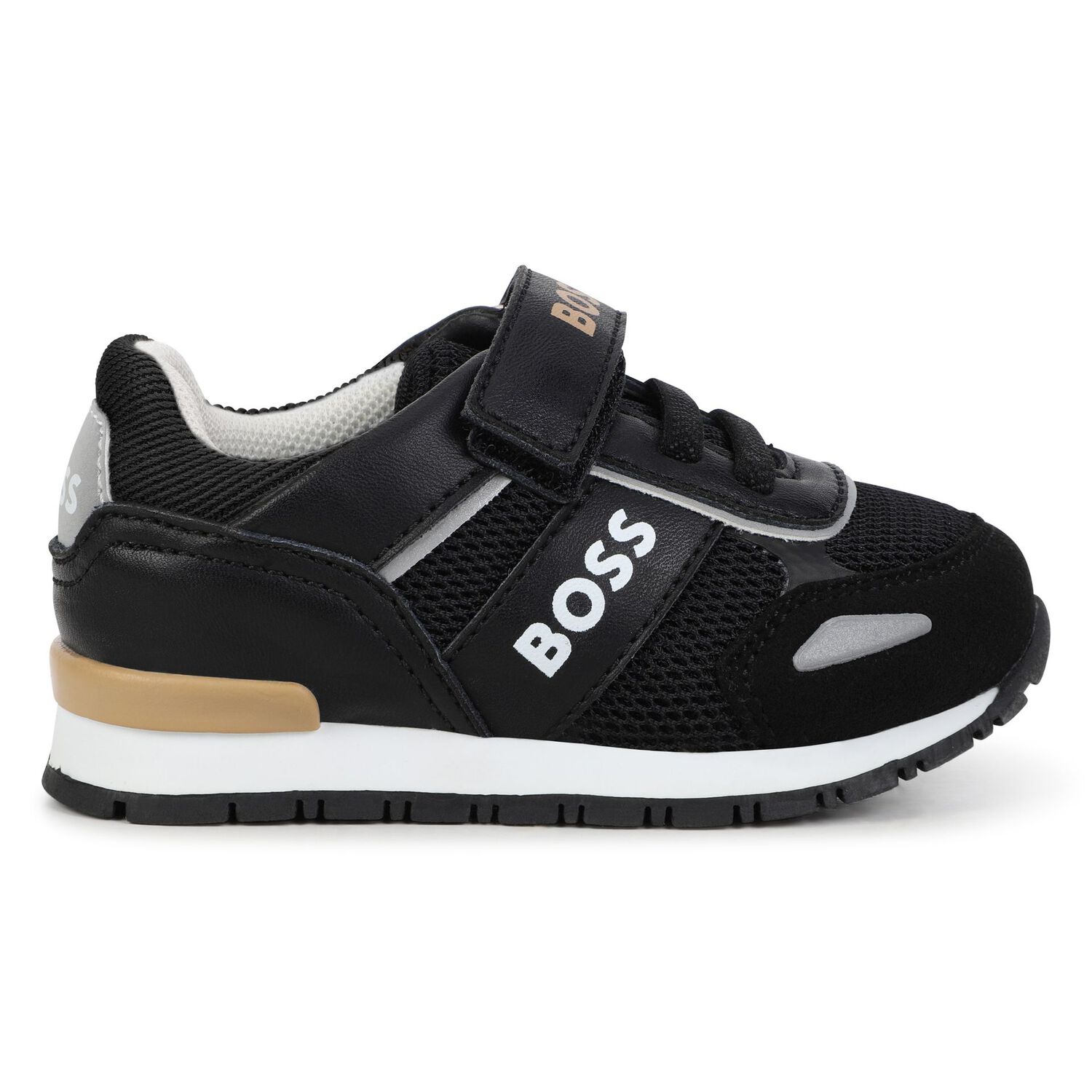 Younger Boys Black & Beige Logo Trainers, 1, hi-res image number null