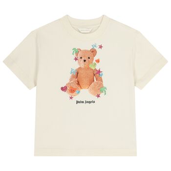Girls Ivory Teddy Bear Logo T-Shirt