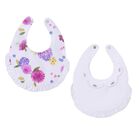 Baby Girls White Floral Bibs ( 2-Pack ), 1, hi-res