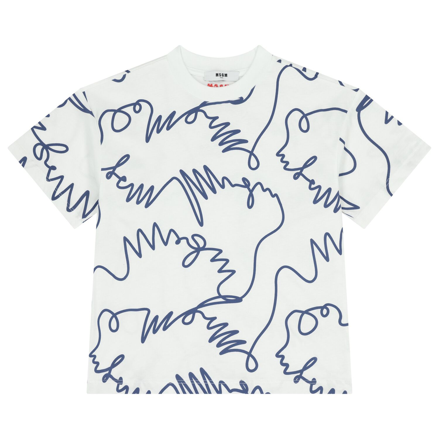 White & Blue Logo T-Shirt, 1, hi-res