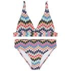 Girls Multi-Coloured Zigzag Print Bikini, 1, hi-res