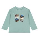 Younger Boys Green Raccoon Long Sleeve Top, 1, hi-res