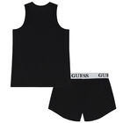 Girls Black Logo Pyjamas Set, 3, hi-res