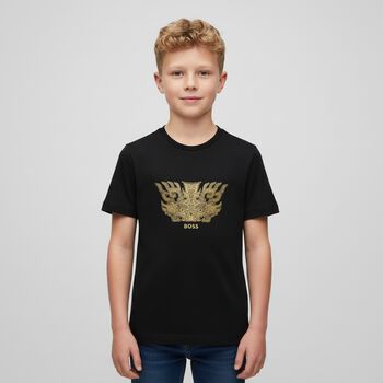 Boys Black Dragon Logo T-Shirt