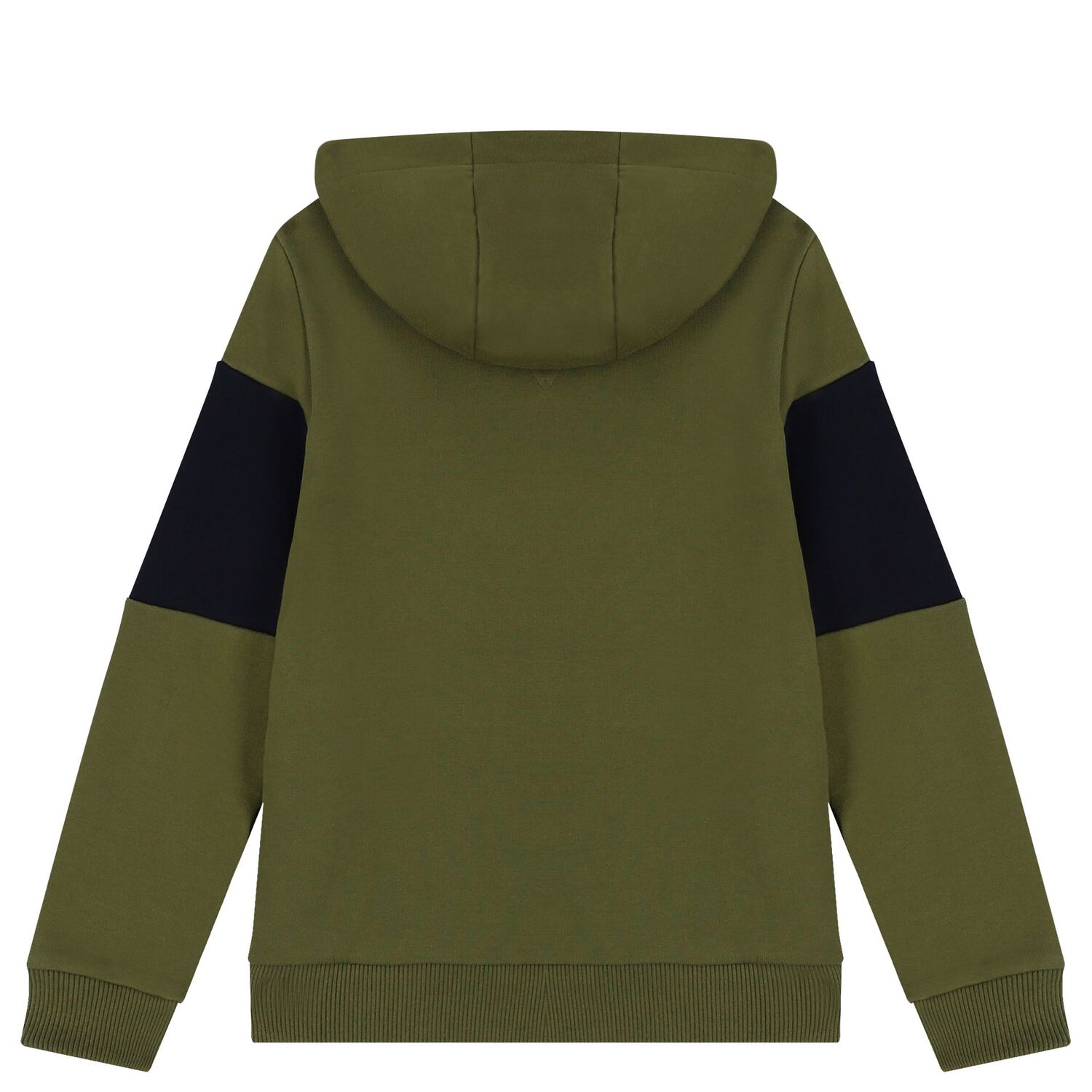 Boys Green & Navy Blue Logo Hooded Top, 2, hi-res