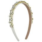 Girls White & Gold Diamante Headband, 1, hi-res