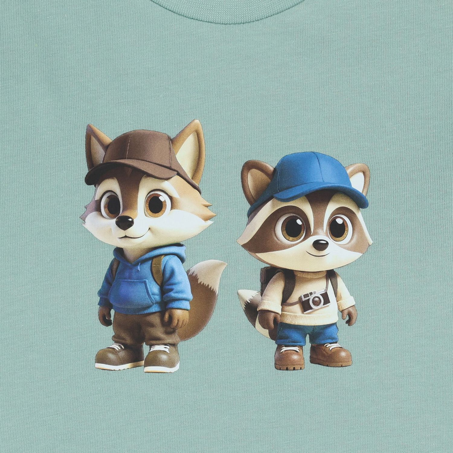 Younger Boys Green Raccoon Long Sleeve Top, 1, hi-res